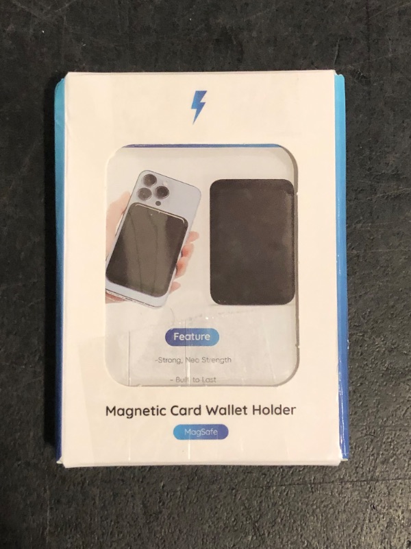 Photo 1 of Amzone Magnetic Mag-safe Wallet Cell Phone Card Holder for Phone Case with Mag-Safe, Stronger Magnetic RFID Leather Phone Wallet Stick on Series of iPhone 15/14/13/12 and Pro/Promax, Light Blue