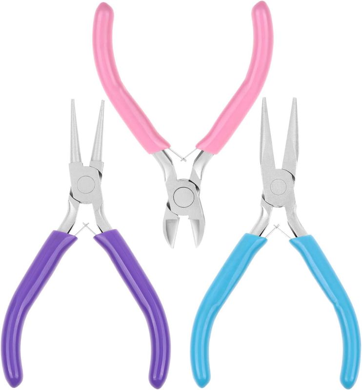 Photo 1 of Shynek 3pcs Jewelry Making Plier Tools with Needle/Chain/Round Nose Pliers and Wire Cutter for Jewelry Repair, Wire Wrapping, Crafts, Jewelry Making Supplies
