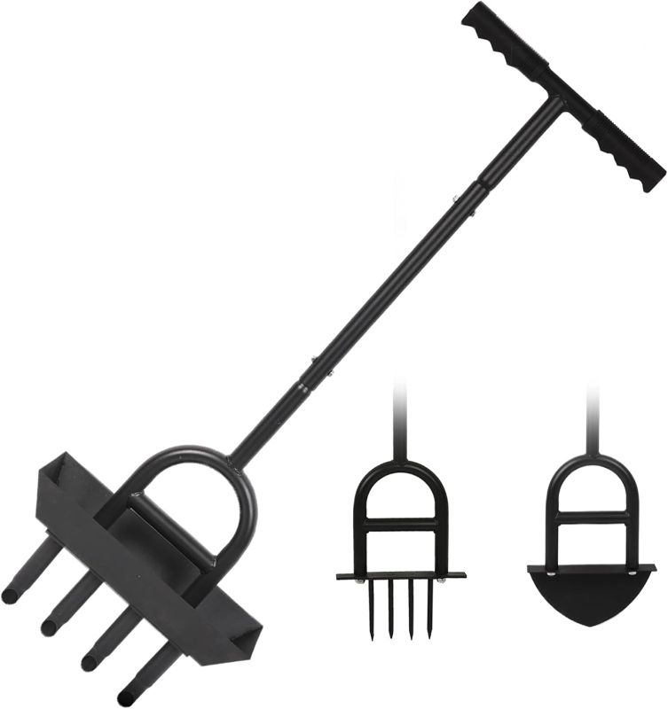 Photo 1 of  3 in 1 Lawn Tool Kit, Core Aerator Lawn Spike Tool, Half Moon Hand Yard Edging Tool for Landscaping, Coring Tool with Soil Core Tray, Manual Garden Plug Aerator for Grass Aeration

