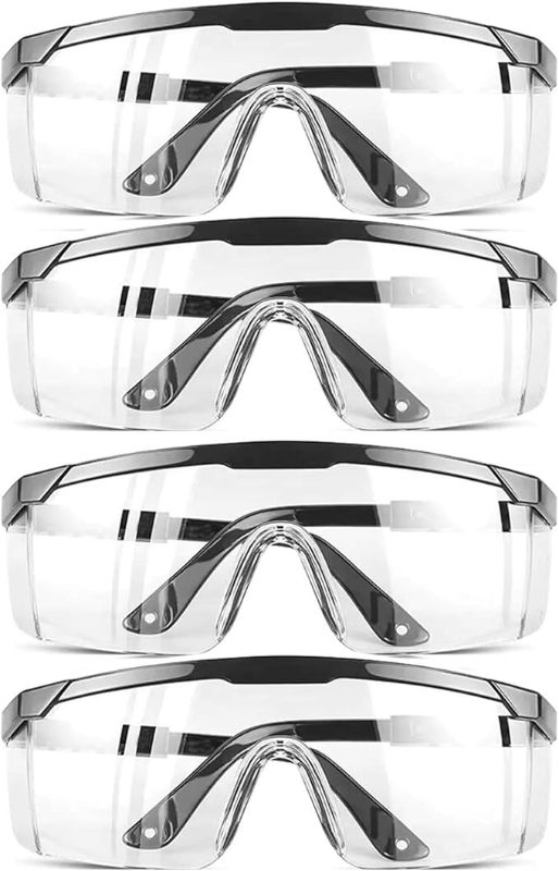 Photo 1 of Safety GlassesClear Anti-Fog Goggles Over-Spec Glasses Protective Eye Wear Industrial Approved Wide-Vision?4 PACK?