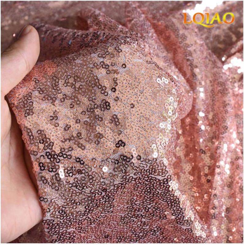 Photo 1 of 60"x102" Pink Rose Gold Sequin Fabric Sparkly Sequin Fabric by The Yard Knit Sew for Shower Curtain Drawer Storage Cubes Mermaid Tail Wedding Dress Home Curtain DIY
