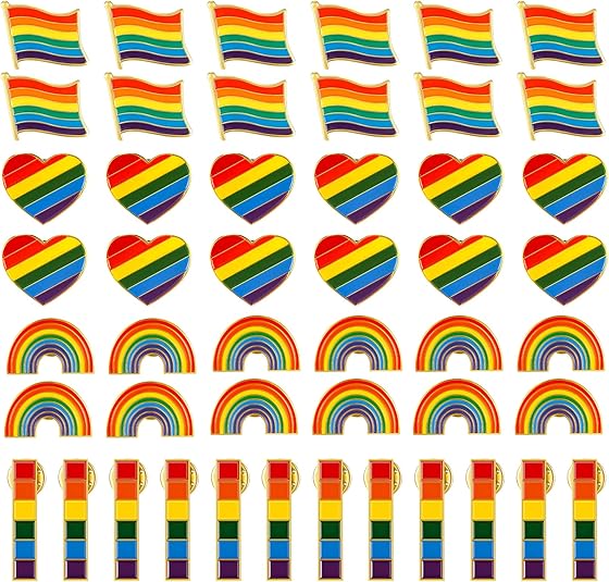 Photo 1 of *Missing all Rainbows and Strip Pins ** MTLEE 48 Pieces Gay Pride Pins Rainbow Lapel Pins Bulk Handmade Brooch Lgbt Accessories for Men Women Clothes Bag
