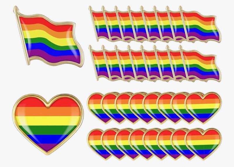 Photo 1 of Gay Pride Pin Set Rainbow Heart Flag Lapel Pins Lgbtq Accessories Transgender Buttons for Men Women Clothes Bags