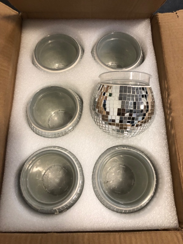 Photo 1 of Disco Ball Candle Holders, 6 Pieces Disco Ball Candle Vase, Glass Mirror Silver Decorations, Can be Used for Christmas, Birthday, Weddings, Tables, Disco Party, New Year Party Decorations
