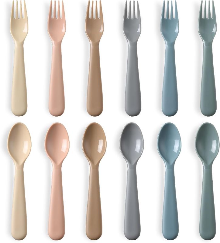 Photo 1 of 12 Pieces Toddler Utensils Set, Plastic Spoons and Forks Set for Kids, Children Safe Flatware, Plastic Reusable Cutlery, BPA Free, Dishwasher Safe
