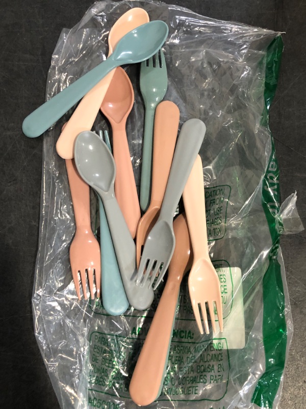 Photo 1 of 12 Pieces Toddler Utensils Set, Plastic Spoons and Forks Set for Kids, Children Safe Flatware, Plastic Reusable Cutlery, BPA Free, Dishwasher Safe
