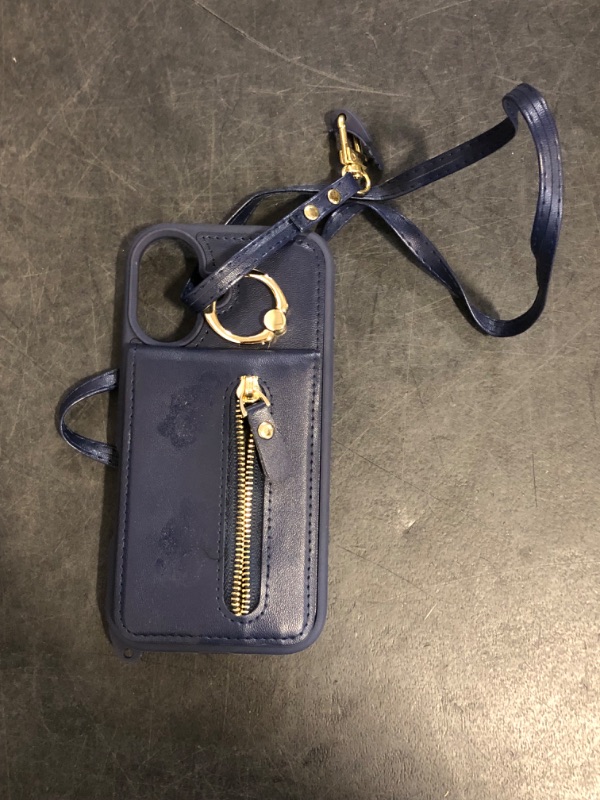 Photo 1 of *Minor Sticky Marks** Jaorty Compatible with iPhone 16 Plus Case Wallet with Card Holder for Women Men,with Ring Holder,PU Leather Magnetic Snap Zipper Phone Case with Crossbody Strap for iPhone 16 Plus 6.7",Blue
