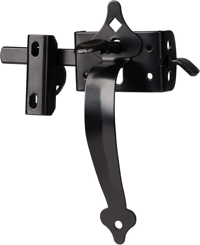 Photo 1 of Gate Latch, Thumb Latch Hardware, Gate Latch for Wooden Fence Heavy Duty, Self Locking Latches with 8 inch Handle, Gate Kit for Wooden Fence & Swing Outdoor Gate – Steel, Black Finish
