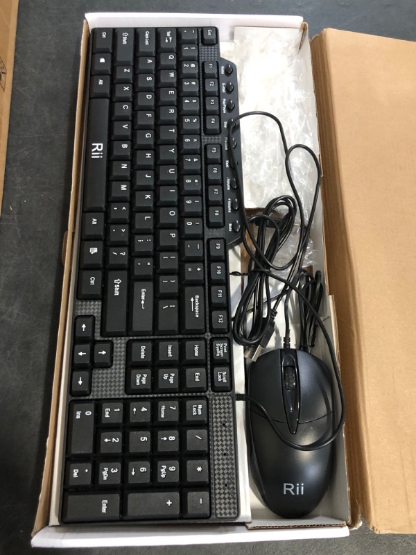 Photo 1 of Basic Keyboard and Mouse,Rii RK203 Ultra Full Size Slim USB Basic Wired Mouse and Keyboard Combo Set with Number Pad for Computer,Laptop,PC,Notebook,Windows and School Work(1 Pack)
