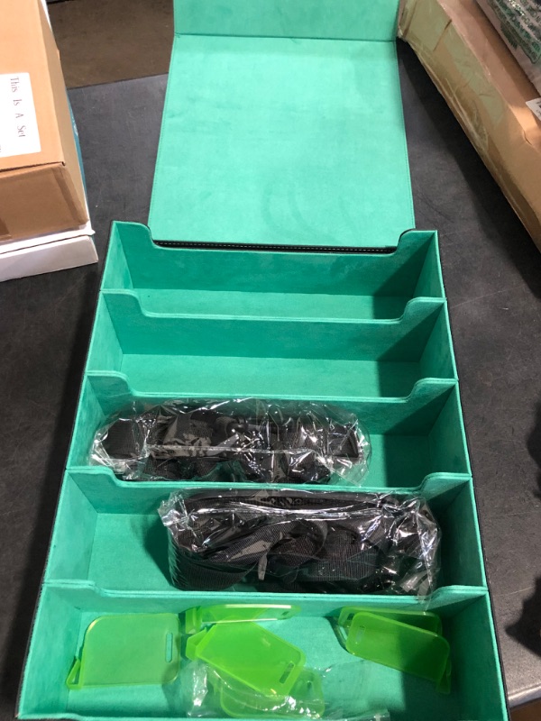 Photo 1 of Missing Dividers ** Trading Card Storage Box - Card Deck Box Holds 3800+ Cards, Baseball Card Storage Box Includes 48 Colorful Dividers & 5 Card Supports & Hand Strap
