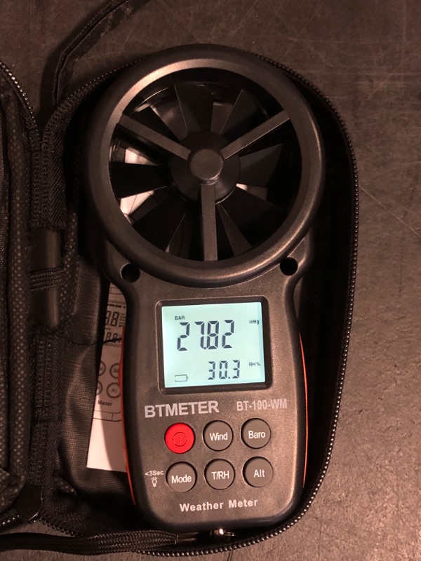 Photo 1 of BTMETER Anemometer, Wind Speed Meter Gauge with Hard Travel Case for BT-100 Series - Ideal for Air Flow Testing, HVAC, Kayaking and Drones
