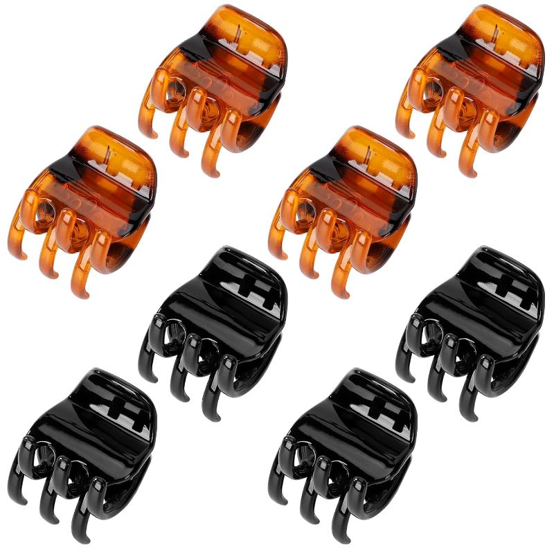 Photo 1 of 8Pcs Hair Clips for Women and Girls,Medium Size Hair Claws Hair Jaw Clip for Thick Hair & Thin Hair,1.3Inch No-Slip Jaw Clips, black,brown
