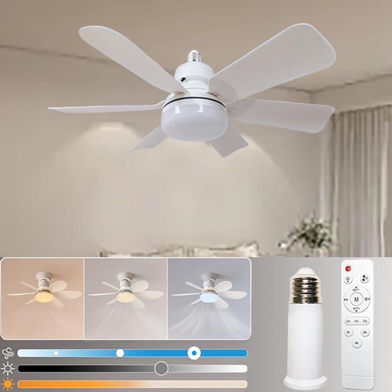Photo 1 of Socket Ceiling Fans with Lights and Remote Socket Fan Light 3000K-6500K Screw in Small Ceiling Fan