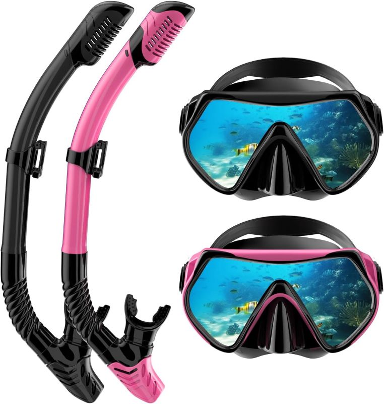 Photo 1 of Snorkeling Gear for Adults, Dry-Top Snorkel Set Scuba Diving mask, 180°Panoramic Wide View Professional Snorkeling Gear Breathing Freely Snorkel Mask
