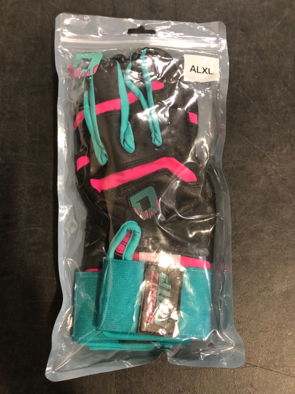 Photo 1 of XL Batting Gloves (Black/Pink) - Genuine Leather Gloves for Baseball & Softball Players - Unisex-Youth, Unisex-Adults
