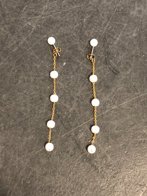 Photo 1 of Long Tassel Pearl Dangle Earrings for Women Girls - Dangling Hanging Baroque Simulated Freshwater Pearl Drop Dangle EarringBridal Wedding Gift
