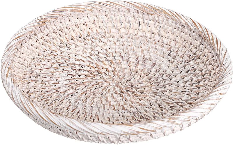 Photo 1 of Hipiwe Small Key Basket Bowl for Entryway 7.6Inch Round Woven Wicker Basket Fruit Serving Tray Woven Basket Wall Decor, Rattan Organizer Basket for Keys Wallet Cell Phone, Whitewash USSN202307ZKT
