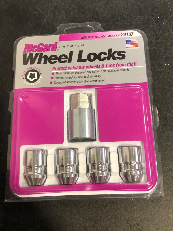 Photo 1 of McGard 24157 Chrome Wheel Lock Set, Cone Seat, M12x1.5 Thread, 13/16 Key Hex
