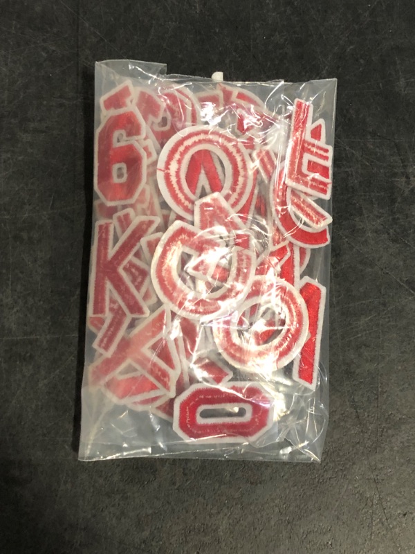 Photo 1 of GYGYL 72 Pieces Iron on Letters and Numbers Patches, Red Letter Patches Alphabet Embroidered Patch A-Z, Numbers 0-9 Applique for Clothes, Dress, Hat, Socks, Jeans, DIY Accessories
