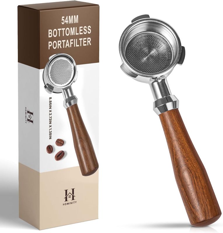 Photo 1 of 54mm Bottomless Portafilter Compatible with Barista, Bambino, Duo-Temp, Infuser Espresso Machines with 18g Filter Basket, 304 Stainless Steel 3-Ear Head with Rosewood Handle, Espresso Accessories
