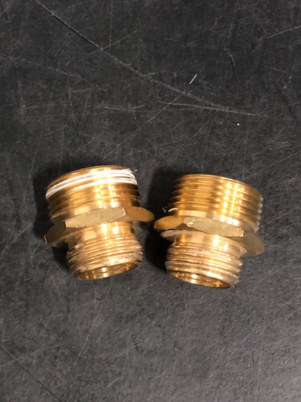 Photo 1 of 2 Pack 3/4" GHT to 3/4" NPT Male Connector, Brass Garden Hose Fitting, Male Hose Adapter
