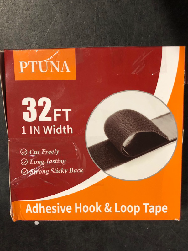 Photo 1 of 32Ft *1 Inch Hook and Loop Tape with Adhesive Back, Heavy Duty Double Sided Adhesive Strips, Strong Sticky Strips Roll for Home/Office/School/Car, Black
