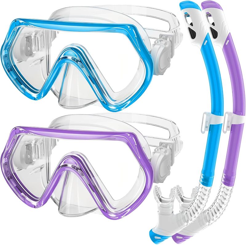 Photo 1 of Snorkeling Gear for Kids, Kids Snorkel Set for Ages 3-14, Anti-Fog Diving Mask and Dry Top Snorkel Combo Set, Unisex Swimming Goggles
