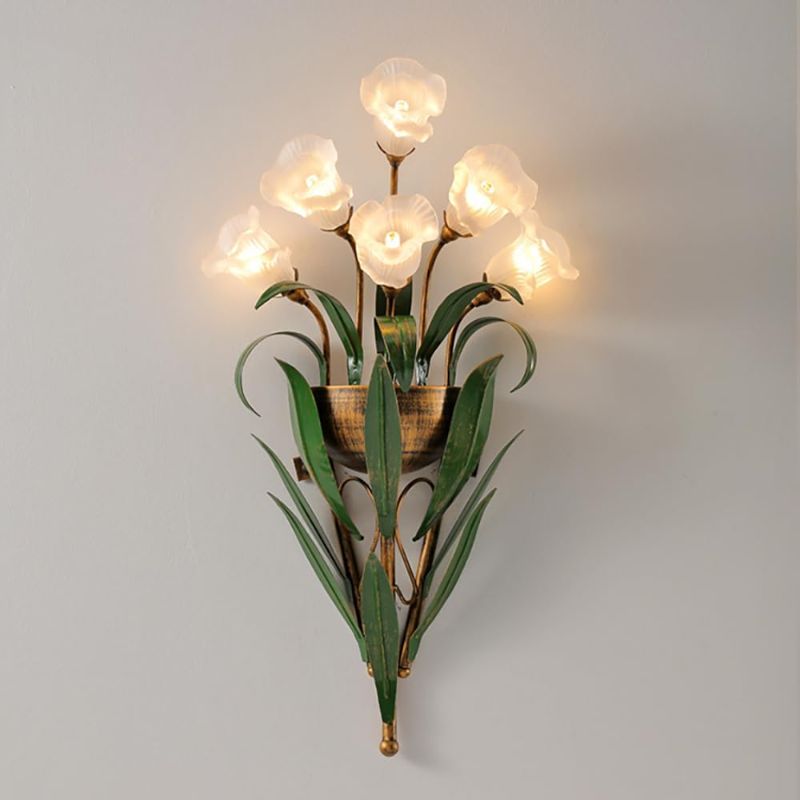 Photo 1 of Vintage Flower Shape Wall Sconce White Frosted Glass Elegant
