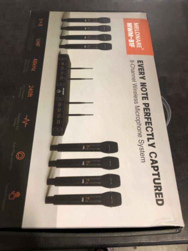 Photo 1 of 8-Channel Wireless Microphone System, UHF 500MHz Cordless Mic Set w/ 8x5 Frequencies, 240ft Range, Dynamic Handheld Microphone for Singing, Karaoke, Church, Meetings, Wedding (MWM-81F)
