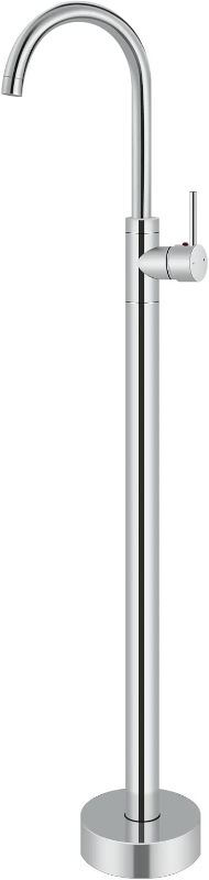 Photo 1 of Aolemi Freestanding Bathtub Faucet Polish Chrome Bathroom Floor Mount Standing Tub Filler Single Lever Brass Mixer Tap Single Handle Tub Spout Only Without Handheld Spray
