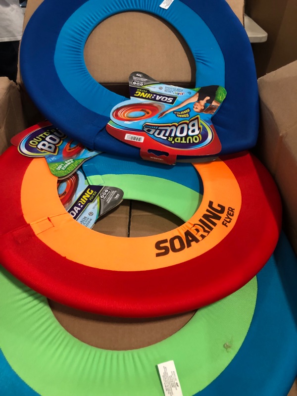 Photo 1 of JA-RU Soft Giant Frisbee Throwing Disc 16" (3 Unit Assorted) Soaring Flyer Splash Fun Aqua Flyer Lightweight. Flying Discs for Kids & Adult Toys. Safe Easy and Professional. Plus Bouncy Ball.5138-3p
