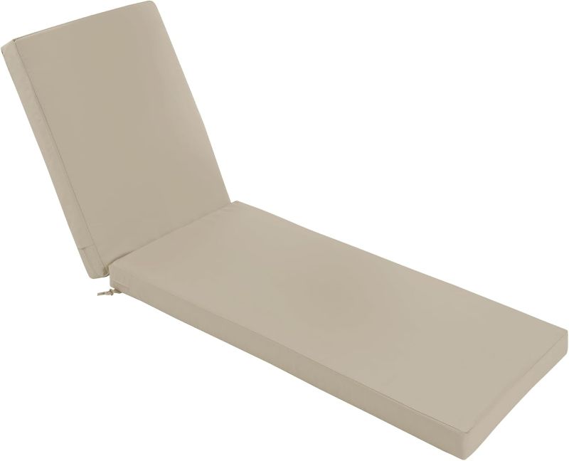 Photo 1 of Chaise Lounge Cushions Outdoor - Waterproof and Fade Resistant Sun Lounger Replacement Cushions - Patio Lounger Pads with Removable Cover for Pool, Deck, Lawn, 80 x 26 x 3 Inch, Cream

