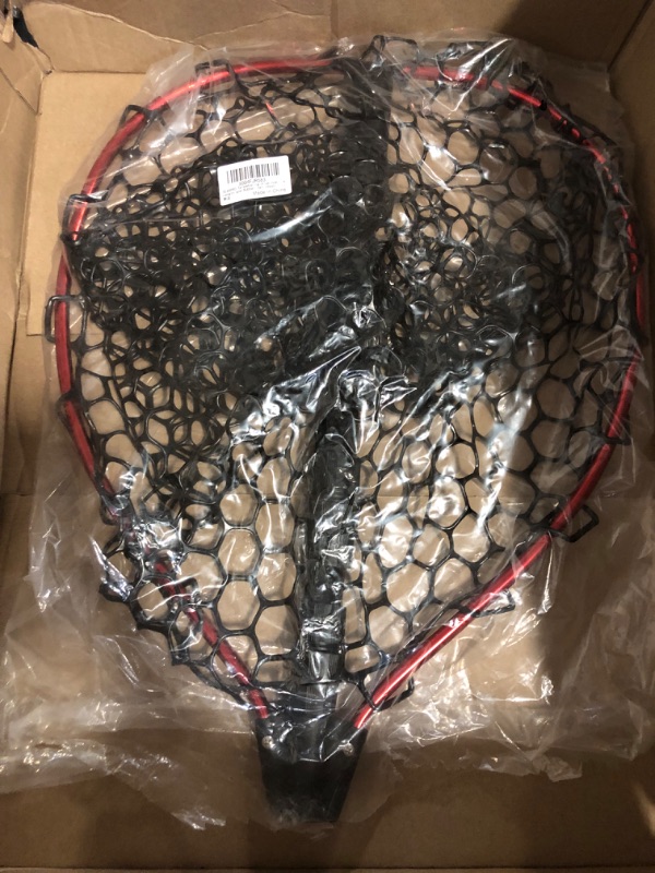 Photo 1 of Red Telescoping Fishing Net Aluminum Alloy Rubber Fish Net - Adjustable Length Lightweight Foldable Fishing Gear and Large Fishing Net with Handle Collapsible Extendable Fishing Accessories
