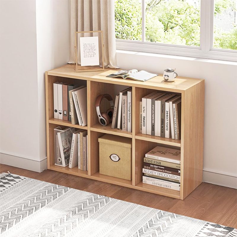 Photo 1 of 6 Cube Organizer Bookcase - Fabric Storage Bins Container, Open Shelf Simple Compartments Bookshelf, Oak
xcdd