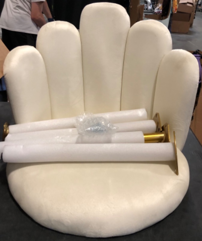 Photo 1 of Vanity Chair for Makeup Room - Midcentury Modern Accent Chair for Living Room Bedroom, Makeup Chair with Back Support Velvet Chair with Gold Legs (Cream)
