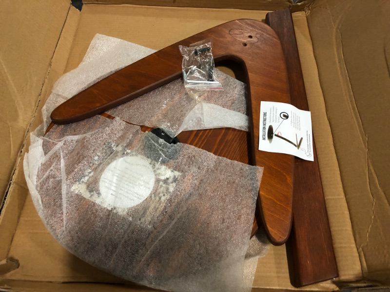 Photo 1 of C-Shaped Handmade End Table, Side Table for Couches, Sofa Tables Slide Under Couch for Living Room, Over Couch TV Tray Table for Small Spaces (Large, Chestnut)
