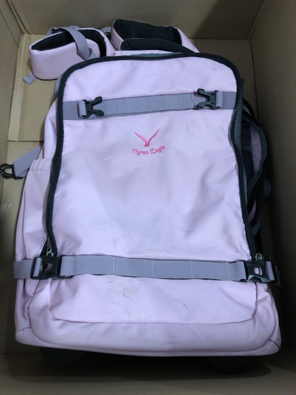 Photo 1 of Hynes Eagle Rolling Backpack 42L Backpack with Wheels Airline Approved Carry on Luggage Laptop Travel Suitcase Bag for Women Men Light Pink
