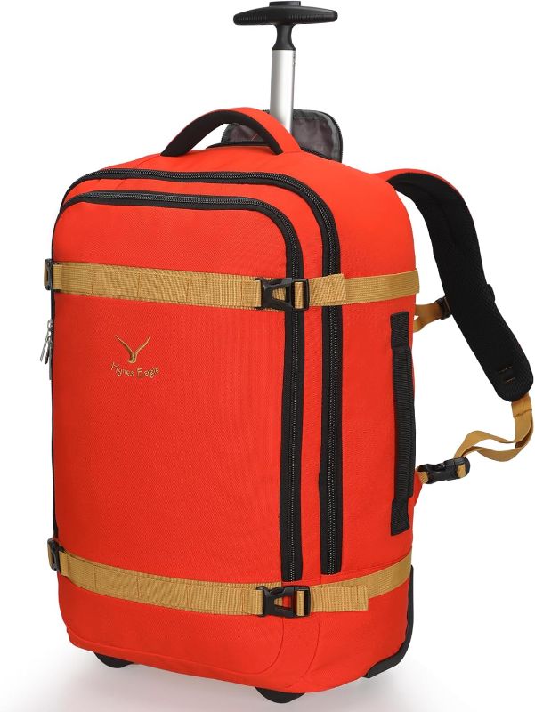 Photo 1 of Hynes Eagle Rolling Backpack 42L Backpack with Wheels Airline Approved Carry on Luggage Laptop Travel Suitcase Bag for Women Men Orange
