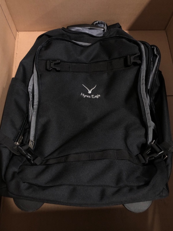 Photo 1 of Hynes Eagle Rolling Backpack 42L Backpack with Wheels Airline Approved Carry on Luggage Laptop Travel Suitcase Bag for Women Men Jet Black
