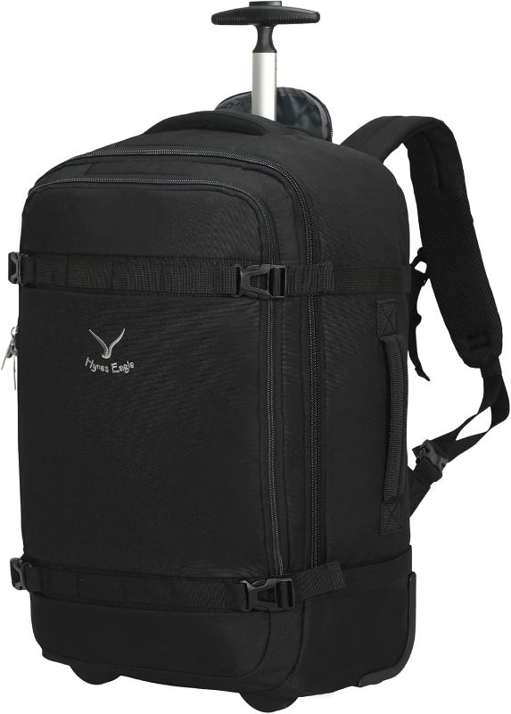 Photo 1 of Hynes Eagle Rolling Backpack 42L Backpack with Wheels Airline Approved Carry on Luggage Laptop Travel Suitcase Bag for Women Men Jet Black
