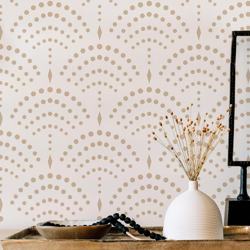 Photo 1 of STENCILOGY® / KARASU - 23.6" x 39.4" XL Wall Stencil, Vintage Sashiko Stencil, Large Allover Wall Stencils for Painting, Large Ethnic Geometric Wall Stencil
