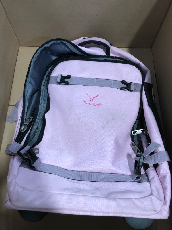 Photo 1 of Hynes Eagle Rolling Backpack 42L Backpack with Wheels Airline Approved Carry on Luggage Laptop Travel Suitcase Bag for Women Men Light Pink
