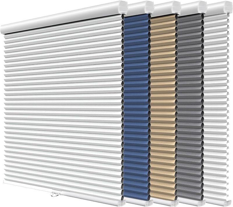 Photo 1 of Grandekor Cellular Shades Cordless, Honeycomb Blinds Blackout 35x64 Thermal Insulated, Pull Down Window Shade for Bedroom, Easy Lift & Lower Room Darkening Blinds, White-White
