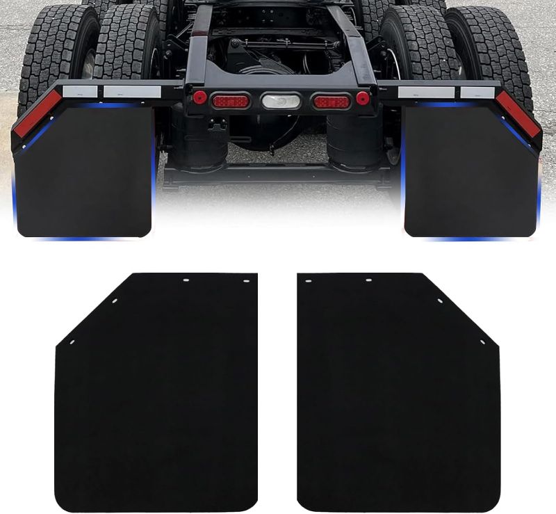 Photo 1 of Mud Flaps for Semi Trucks Tractor Trailer Heavy Duty TPE Polymer Rubber Mudflaps Oversized Splash Guard, 24 x 30 Inch, Cut Corner Design.
