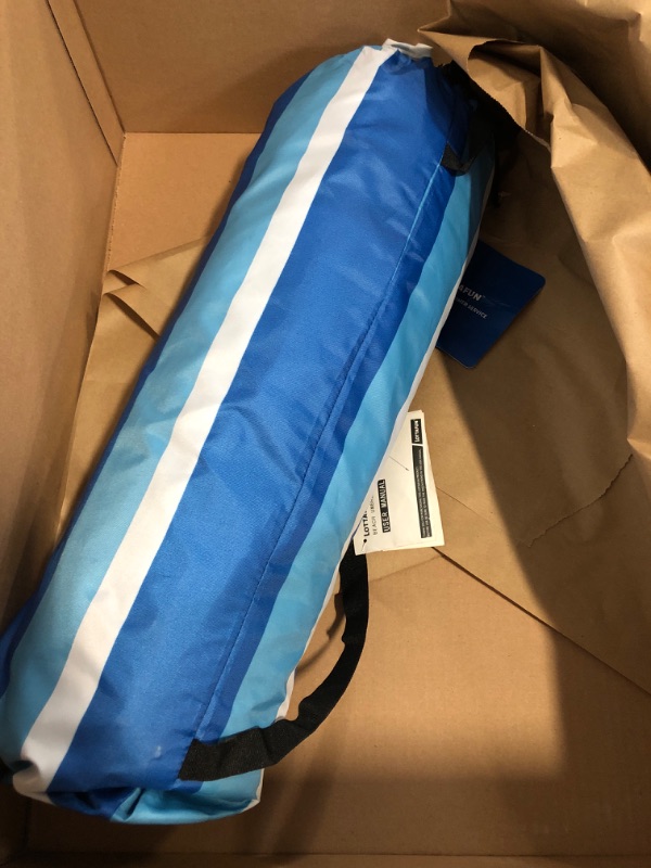 Photo 1 of 6.5ft Beach Umbrella - Heavy Duty Wind Resistant UV 50+ Portable Sun Shade with Sand Anchor & Carry Bag, Outdoor Folding Umbrella for Beach, Pool, Patio, Garden (Blue Stripe)
