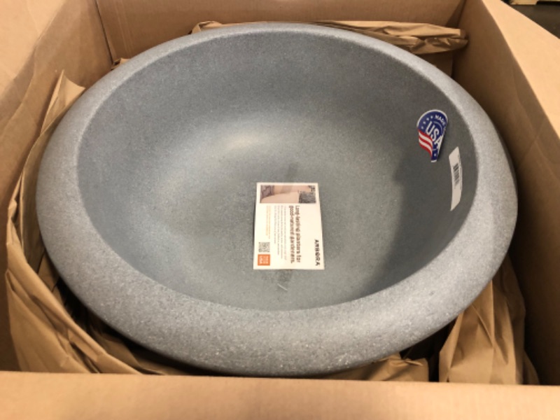 Photo 1 of ARBORA 26" Santorini Bowl Polyresin Indoor and Outdoor Planter with Stone Blend Concrete Gray Finish - Durable, Weatherproof, Lightweight, Large Plant Pot for Patio, Garden, Deck, Entryway
