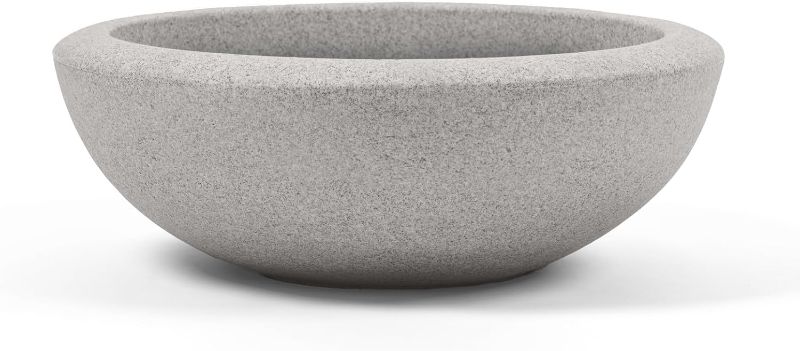 Photo 1 of ARBORA 26" Santorini Bowl Polyresin Indoor and Outdoor Planter with Stone Blend Concrete Gray Finish - Durable, Weatherproof, Lightweight, Large Plant Pot for Patio, Garden, Deck, Entryway
