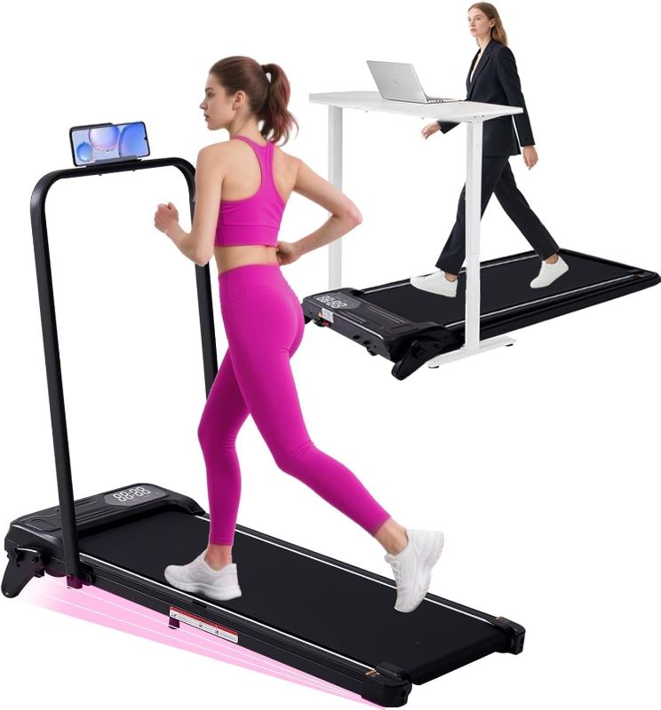 Photo 1 of Electric Walking Pad Treadmill with Adjustable Incline and Handle Bar, 3.5HP Small PortableTreadmills for Home Office Small, 4 in 1 Folding Foldable Treadmill with Handles, 0.6-7.6MPH, 350LBS
