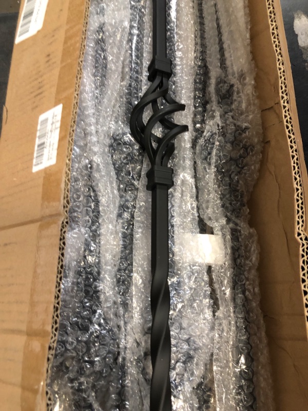 Photo 1 of Stair Railing Metal Spindles (Contractor Pack of 10) Hollow Single Basket with Two Knuckles Iron Baluster - Real Satin Black not Matte Metal Spindles 1/2" x 44" Tall
