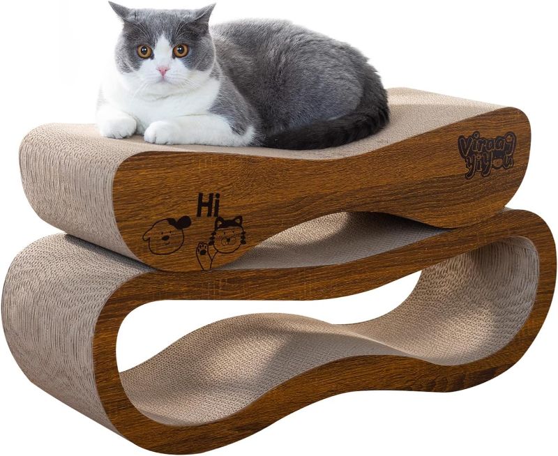 Photo 1 of Cat Scratcher 2 in 1 Scratchers for Indoor Cats Scratching Board Cardboard, Horizontal Corrugated Scratch Pad for Cats as Beds & Furniture Reversible Sofa Scratch
